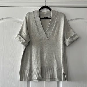 EUC Lafayette 148 New York light grey cotton silk knit drop shoulder sweater